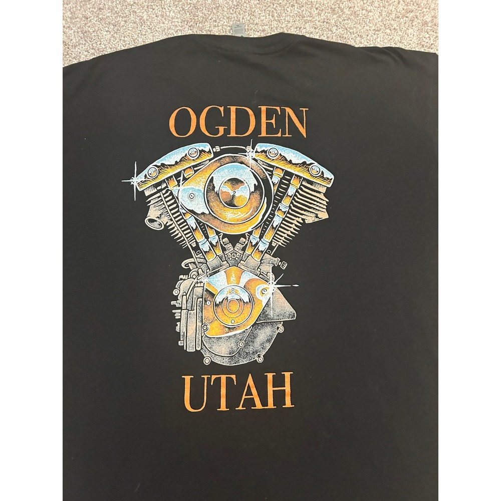 Next Level Apparel Ogden Utah Motorcycle Engine T-Shirt Mens XL Black Excellent - Picture 2 of 12